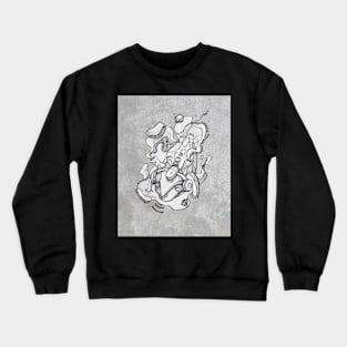 Abstract man with technology items jumping Crewneck Sweatshirt